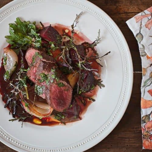 Venison with pickled prune